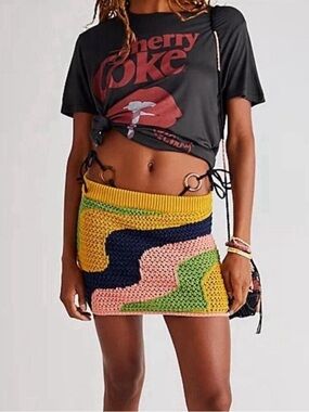 Free People Mila Crochet Cotton Mini Skirt Beach Cover-Up